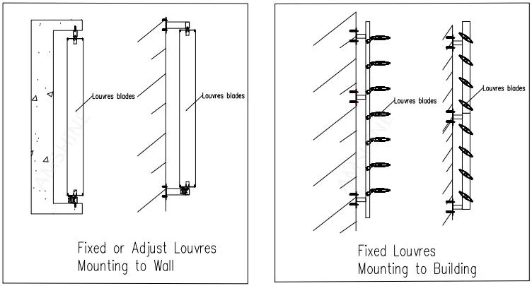 Powder Coating Vertical Airfoil System Aluminum Louver Windows Exterior Decorative Sunscreen Security Shutter Shades Wall Fixed Sun Louver for Residential