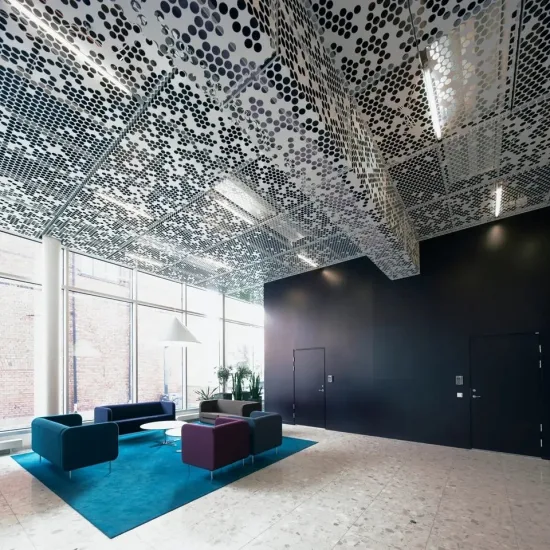 Изготовленные на заказ алюминиевые панели Дизайн потолка Металлический декоративный материал Лазерная резка Перфорированные потолочные панели